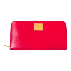Lauren Ralph Lauren Red Zip-Around Continental Wallet EUC No Flaws